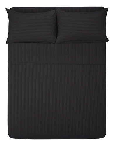 Sábana King Size 1800 Hilos, Microfibra Grabada Ultra Suave Color Negro Diseño de la tela Color