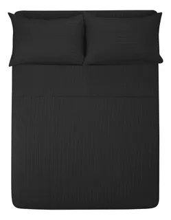 Sábana King Size 1800 Hilos, Microfibra Grabada Ultra Suave Color Negro Diseño de la tela Color