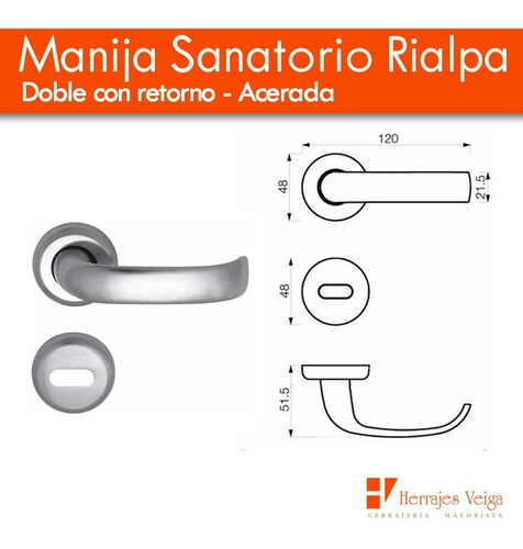Imagen 3 de 10 de Manija Latina Doble Sanatorio Acerada Puerta Retorno Tropea
