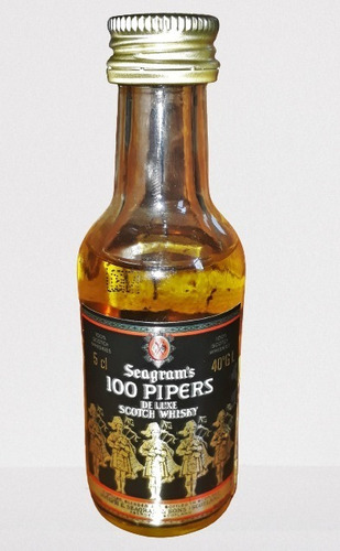 Botella Miniatura Whisky 100 Pipers De Luxe Cerrada 1980 (Usado)