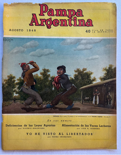 Revista Pampa Argentina Molina Campos Solo Tapa Ago 1946