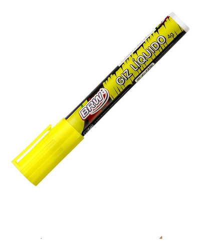 Caneta Giz Líquido Amarelo Brw 6mm 4g Para Lousa Vidro Carro