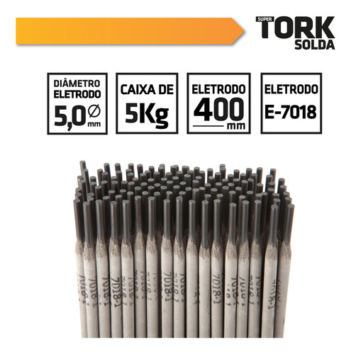 Eletrodo Revestido Vareta Solda E7018 5.0mm Caixa 5kg Tork Cor da punta Cinza-escuro