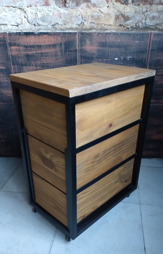 Imagen 5 de 6 de Cajonera Industrial Escritorio Pc Ruedas Movil Hierro 30x45