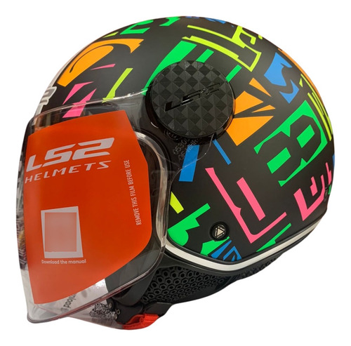 Casco Abierto Ls2 Sphere Lux Crisp L Ngo/mate/ama Fluo Of558