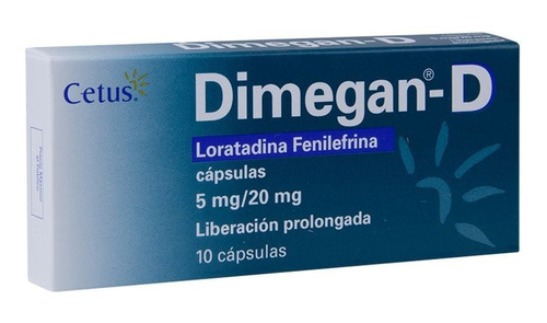 Dimegan D Loratadina Fenilefrina 5 Mg/20 Mg 10 Cápsulas