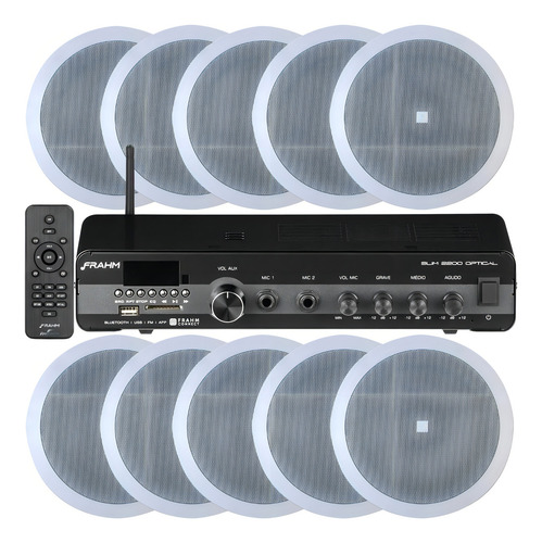 Kit Som Ambiente Teto Gesso Embutir Frahm + 10 Arandelas Jbl
