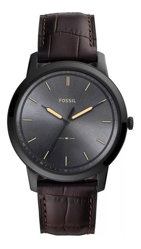 Reloj Fossil Minimalist Fs5573 Café Negro Original De Hombre
