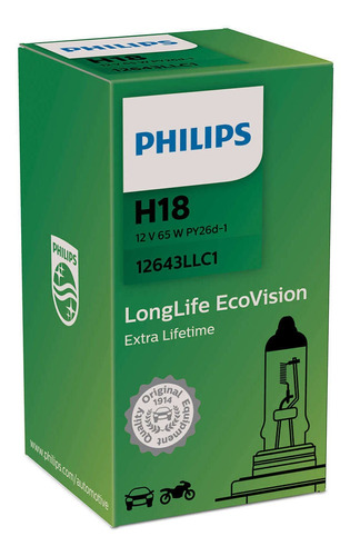 Lampara Philips H18 12v 65w Py26d Long Life Ecovision