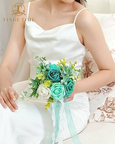 Tinge Time Ramos De Boda De Flores Artificiales De 7 Pulgada