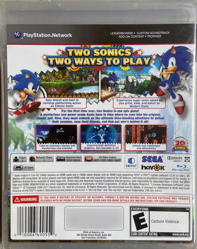 Sonic - Generations - Ps3 - Lacrado