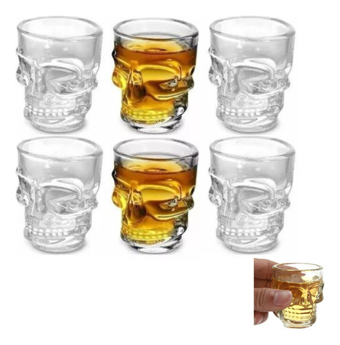 Set 6 Vasos Shot Tequila Corto Mod Calavera