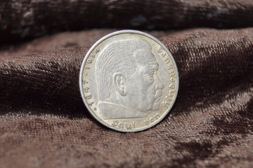 5 Reichsmark Paul Von Hindenburg Plata 1936 Segunda Guerra M