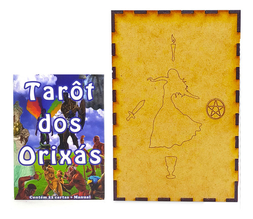 Kit Baralho Tarô Dos Orixás E Porta Tarô Caixa Madeira