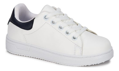 Tenis Clase 92453upr Suela Goma Caballero Liso Blanco