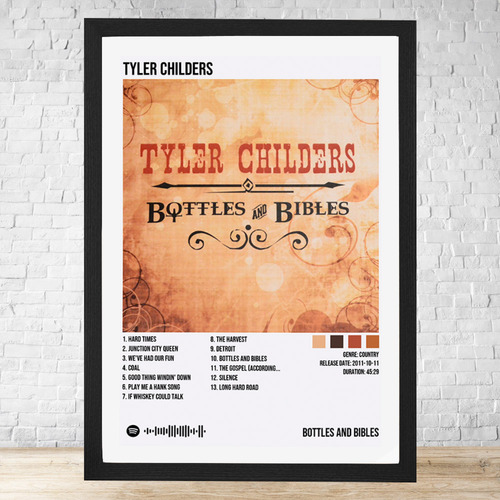 Cuadro Tyler Childers 30x40 Con Vidrio Y Marco Madera C148 Negro Moderno