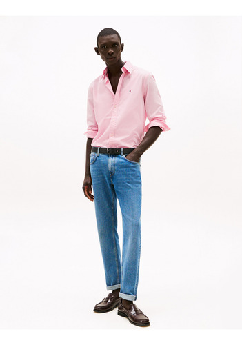 Camisa Th Flex Solid Regular Fit Rosado Tommy Hilfiger
