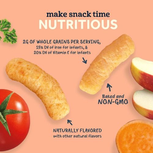 (6 Pack) Gerber Snacks For Baby Lil Crunchies Apple Puffs Po Apple Sweet Potato Puffs