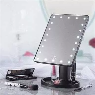 Mesa de maquiagem com espelho iluminado por LED, conjunto de