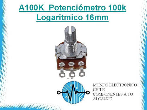 2 X A100k potenciómetro 100k Logaritmico 16mm
