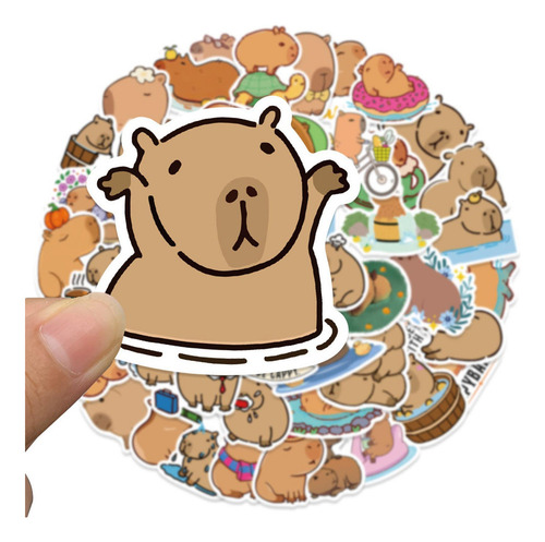 Dd Adesivos De Animais 50 Adesivos De Capivara Resistentes