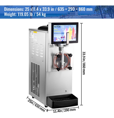 Vevor Máquina De Granizado De Bebida Congelada 8 L+4 L1100 W