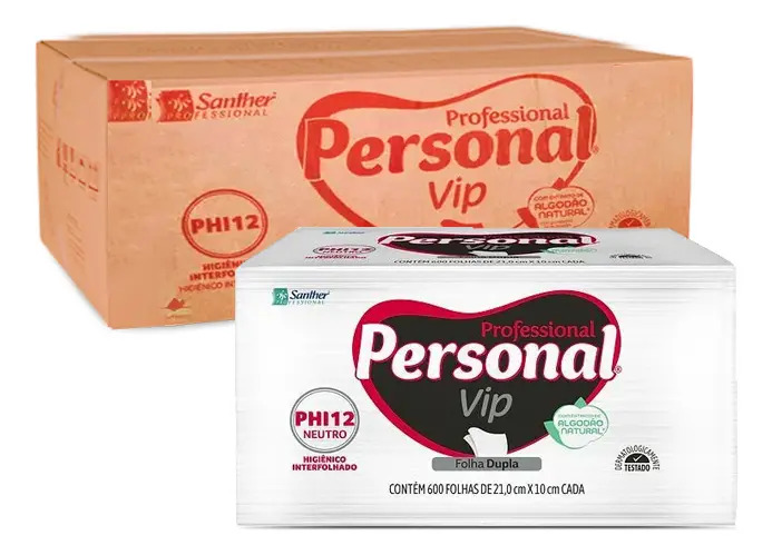 Papel Higiênico Interfolhado Santher Personal Vip Folha Dupla 600 Folhas