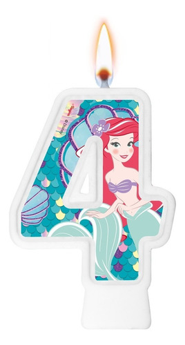 Número 4 - Vela Ariel Pequena Sereia - Bolo E Aniversário 