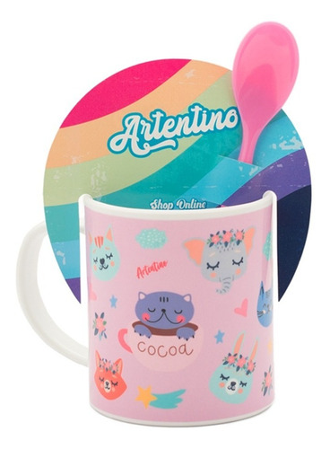 Imagen 4 de 10 de Pack 6 Jarro Taza Infantil Nena Nene Regalo Cuchara Acrilico