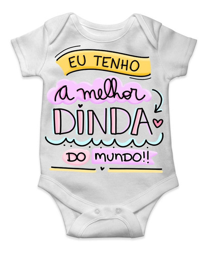 Roupa De Bebê Personalizada Menina Dinda Madrinha Batizado