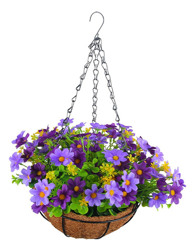Decoração De Cesta De Flores Artificiais Pendurada, Planta S