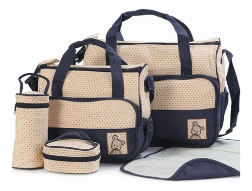 Set 5 Bolsas Pañaleras Cambiador Bebe Botella Viaje Multiuso