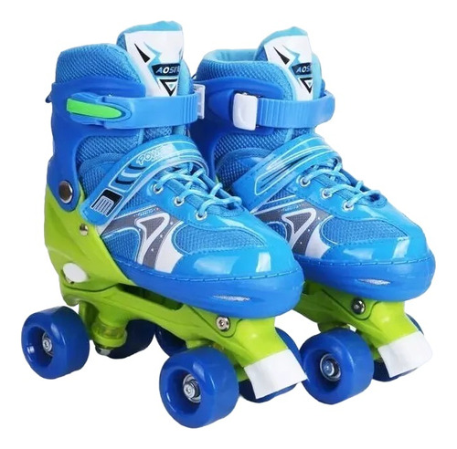 Par De Patines 4 Ruedas Niño Azules Practica Ajustable  