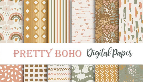 Kit Papeles Digitales Boho Otoñal Scrapbook  