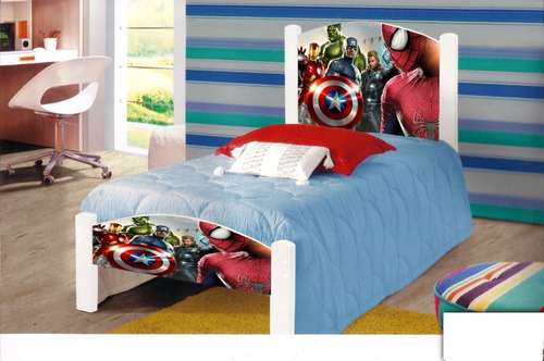 Cama Adesivada Do Vingadores Com Grade De Proteçao E Colchao