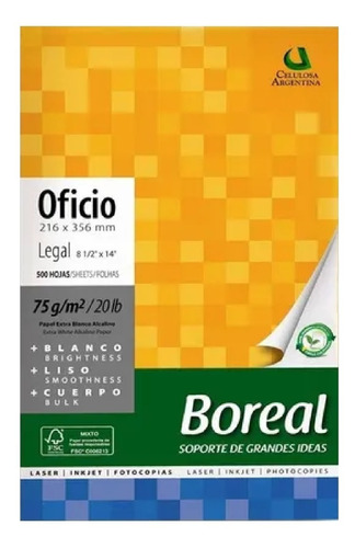 Resma Oficio Boreal/70grs X10unid(consulta Por Envio Gratis!