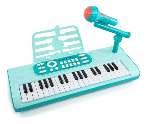 Teclado Musical Eletrônico Multifuncional Com Microfone Cor Azul 110v