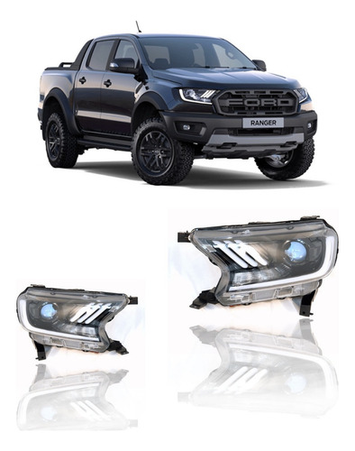 Farol Ford Ranger T7/8 Mustang 2016 + Full Led (par)