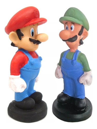 Boneco Mario E Luigi Super Mario Bros Decorativo Em Resina