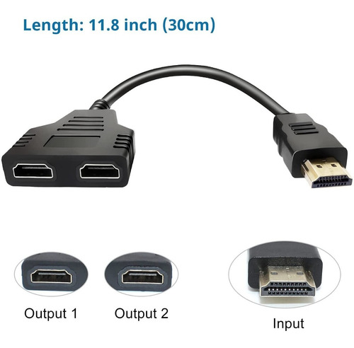 Cable Adaptador Divisor Hdmi 1 Entrada 2 Salidas Jwk