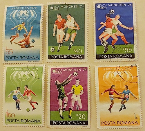 Estampilla Selllo Posta Romana Mundial Fútbol 1974 1978 Lote