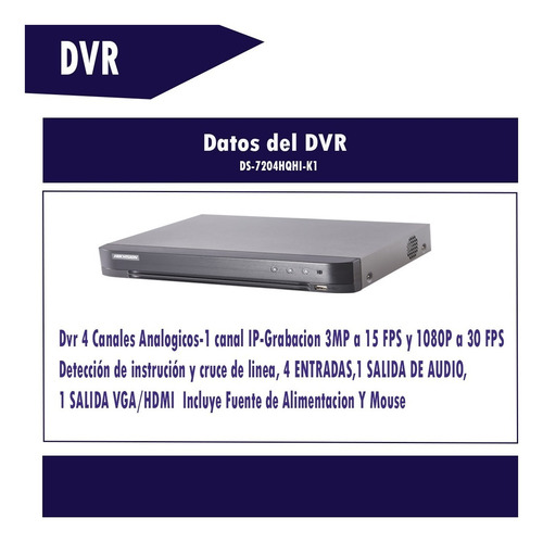 Grabadora Dvr 4 Canales 3mp Hikvision 4k Ultra Hd Audio 7204hqhi