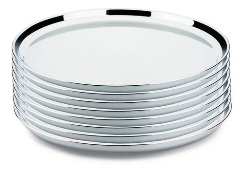 Jogo 8 Bandejas Para Servir Comida 45cm De Aço Inox James.f