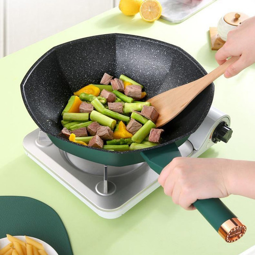 Wok Octogona Wok Con Tapa 34cm Antiadherente Multifuncionale