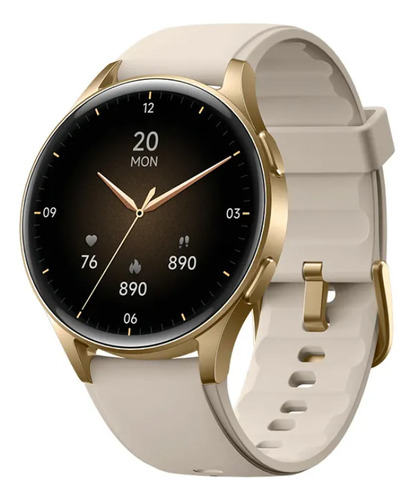 Smartwatch Compatível Com Strava Monitoramento Esportivo Dourado-escuro Silicone Bege
