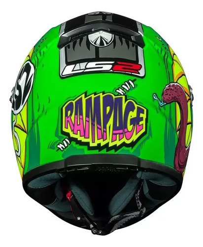Capacete Ls2 Ff358 Rampage Verde Amarelo Fechado