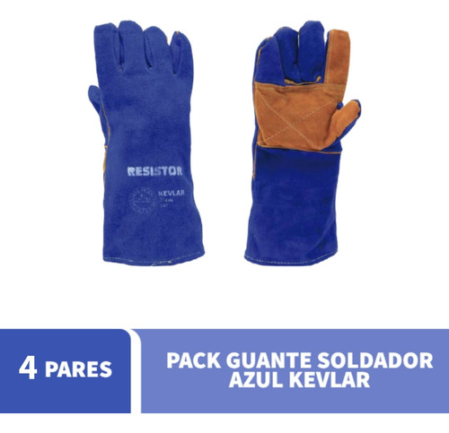 Pack Guante Soldador Azul Kevlar X 4 Unid