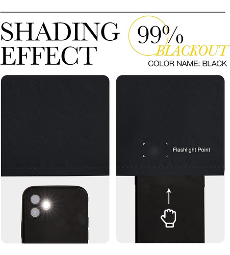 Cortinas Blackout Dormitorio, 2 Paneles, 107x160cm, Negro