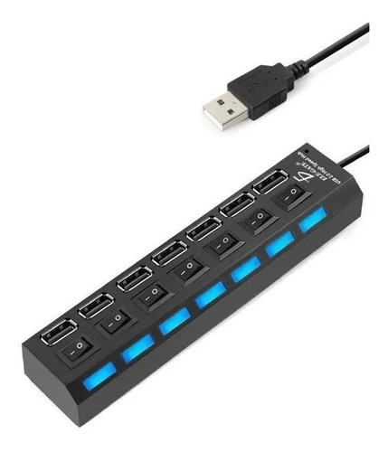 Multicontacto Usb 7 Puertos Con Switch Y Led 2.0 Hub