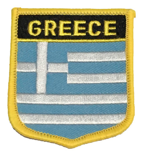 Patche Aplique Bordado Escudo Da Bandeira Da Grécia 6x7 Cm